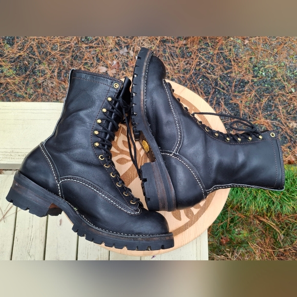 WESCO Men's Jobmaster Steel Toe 10 Inch Black Leather Lace-To-Toe Boots Size 10 - Picture 4 of 10